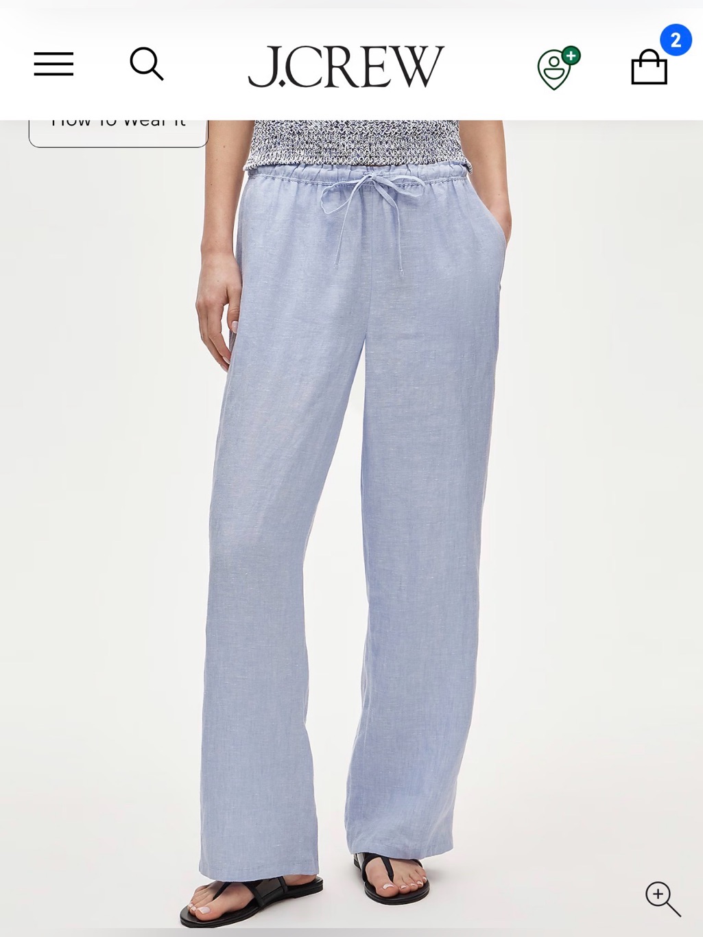 J.Crew Light Blue Wide-Leg Linen Pants